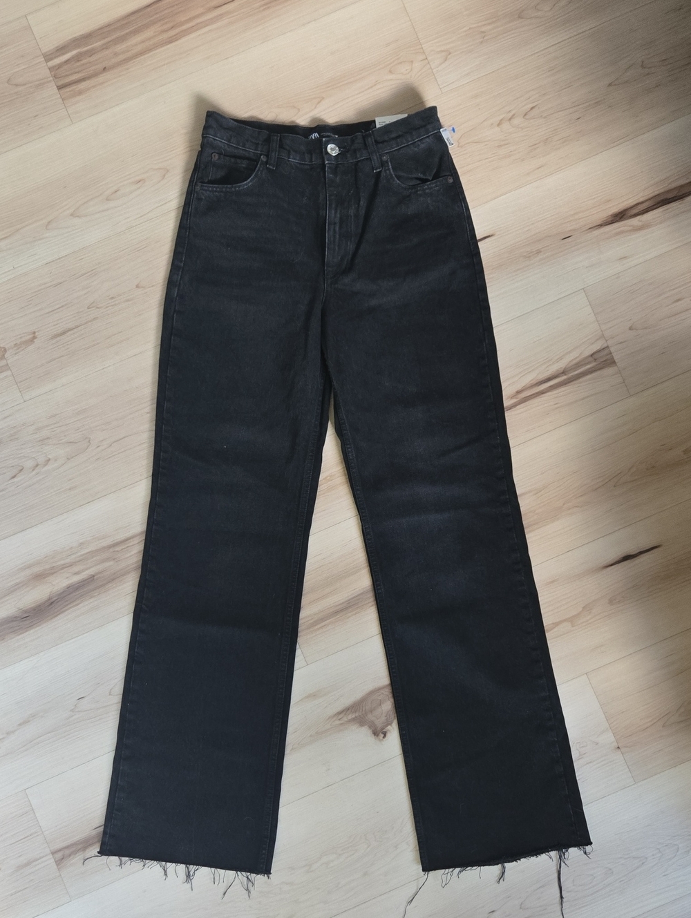 NWT Zara Hi-Rise Wide Leg Jeans, Black, Size 6
